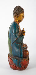 Mid 20th Century Colorful Chinese Bronze Buddha