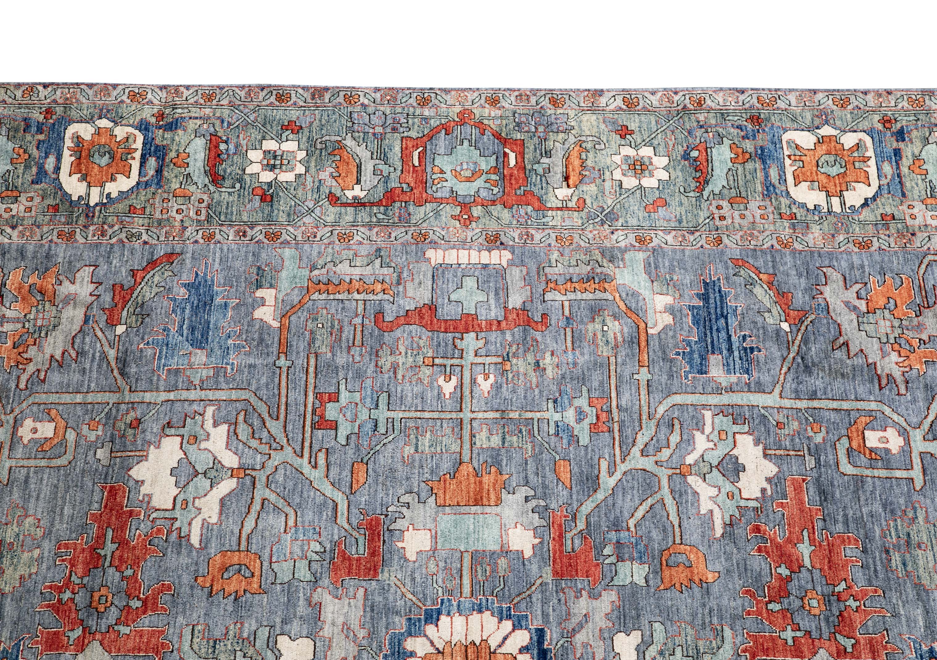 Herati or Serapi Style Afghan Rug likely from Northwest Afghanistan Weaving Tradition