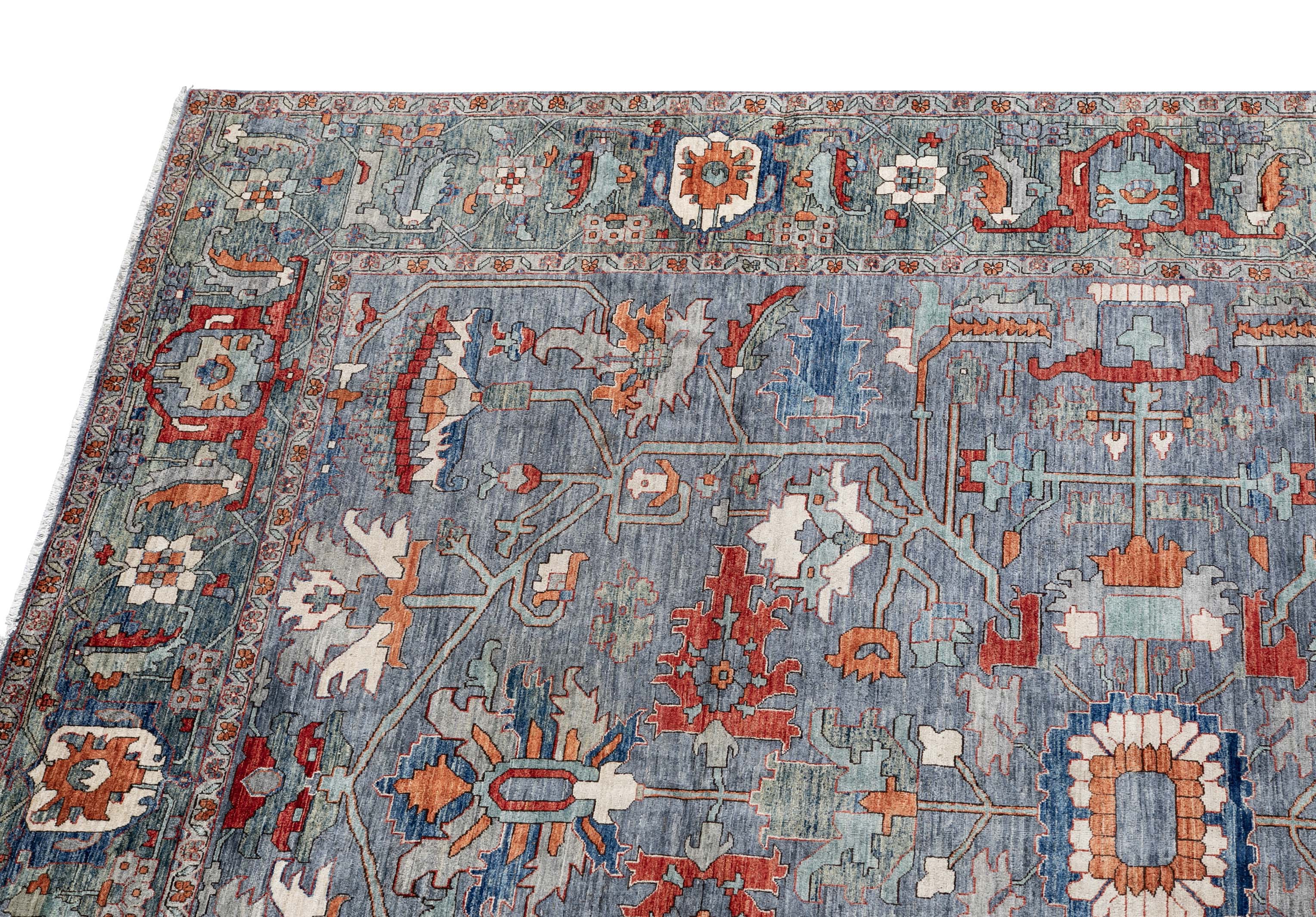Herati or Serapi Style Afghan Rug likely from Northwest Afghanistan Weaving Tradition