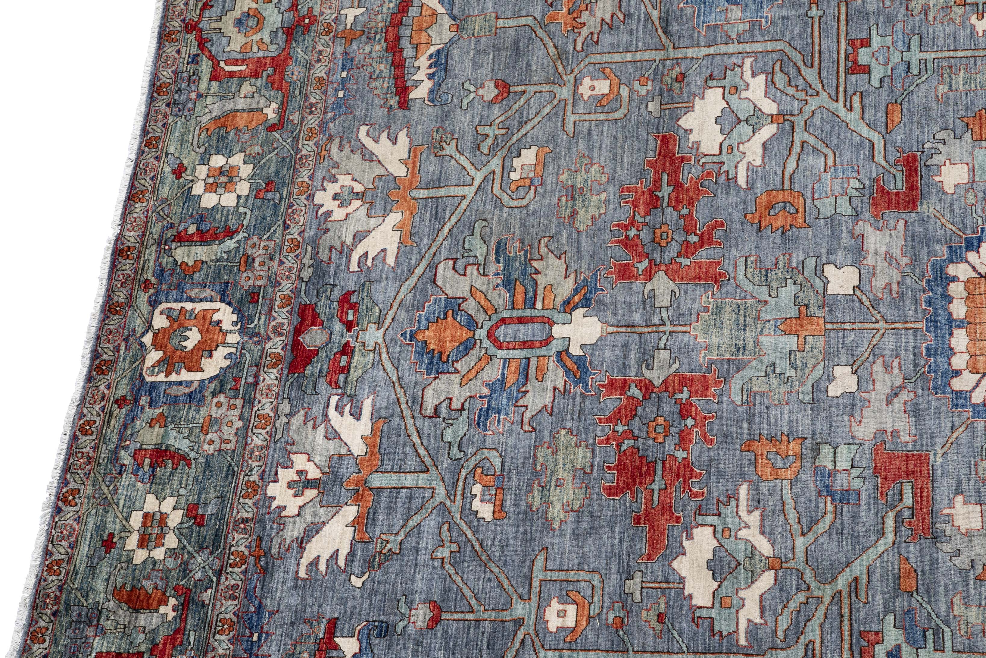 Herati or Serapi Style Afghan Rug likely from Northwest Afghanistan Weaving Tradition