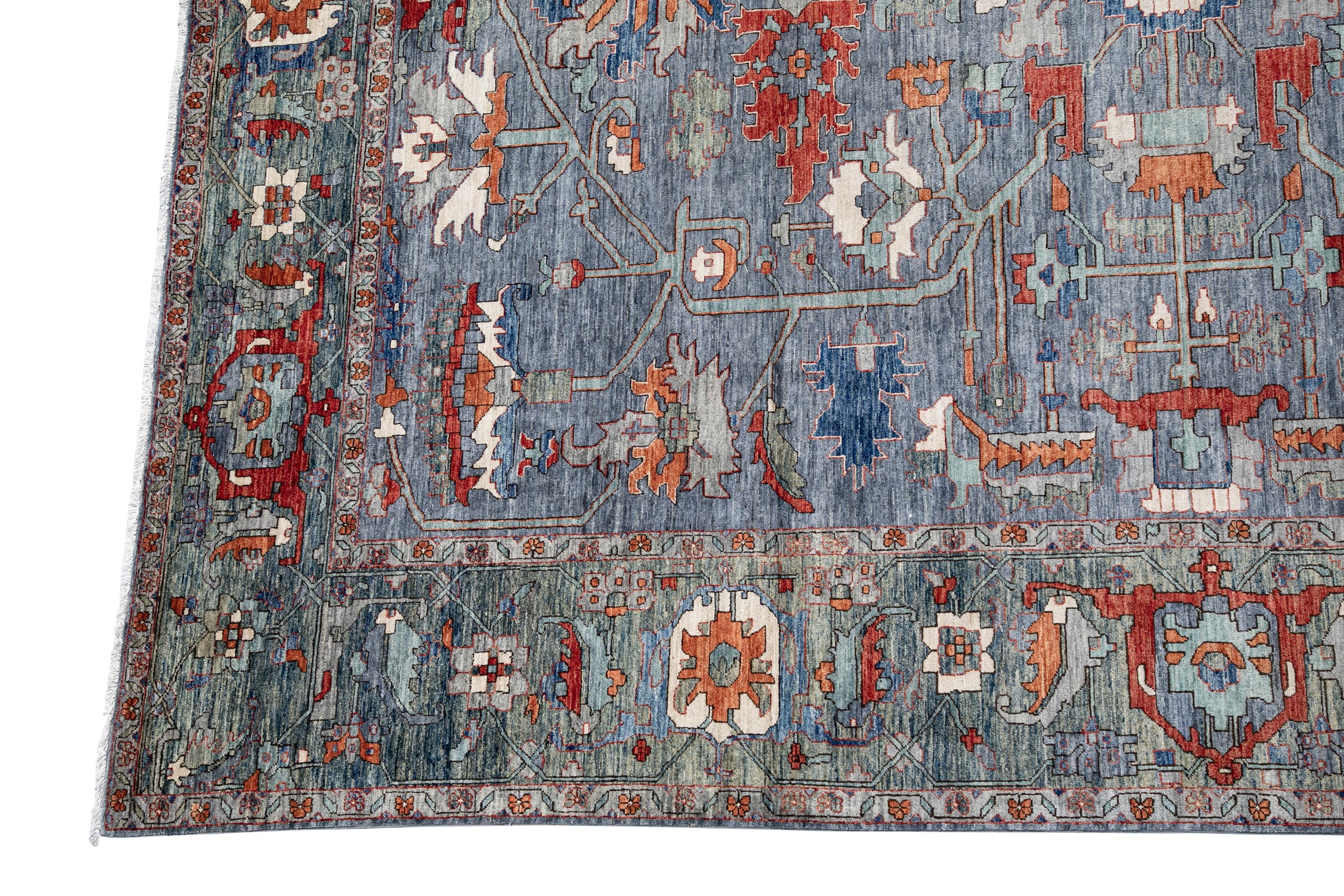 Herati or Serapi Style Afghan Rug likely from Northwest Afghanistan Weaving Tradition