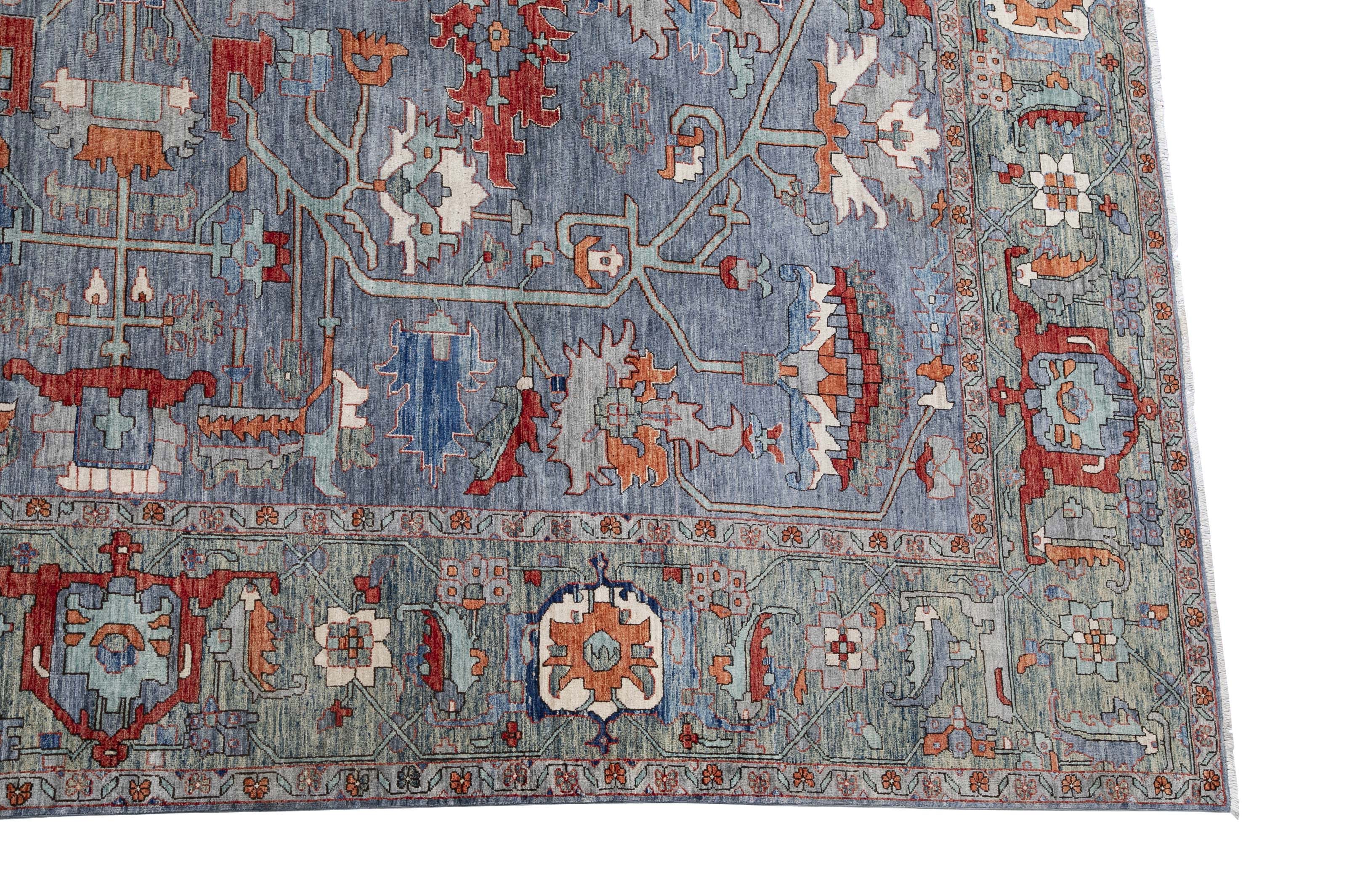 Herati or Serapi Style Afghan Rug likely from Northwest Afghanistan Weaving Tradition