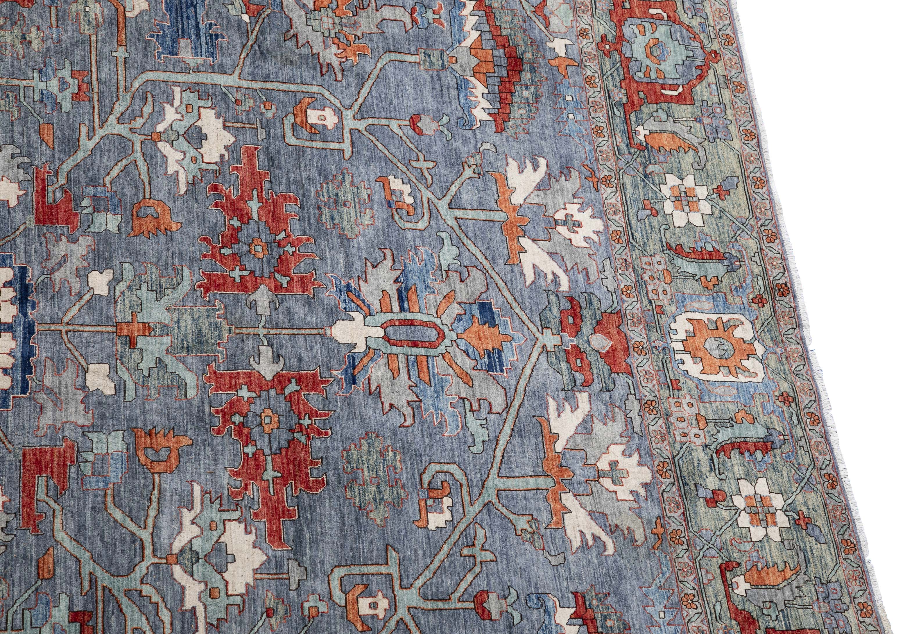 Herati or Serapi Style Afghan Rug likely from Northwest Afghanistan Weaving Tradition