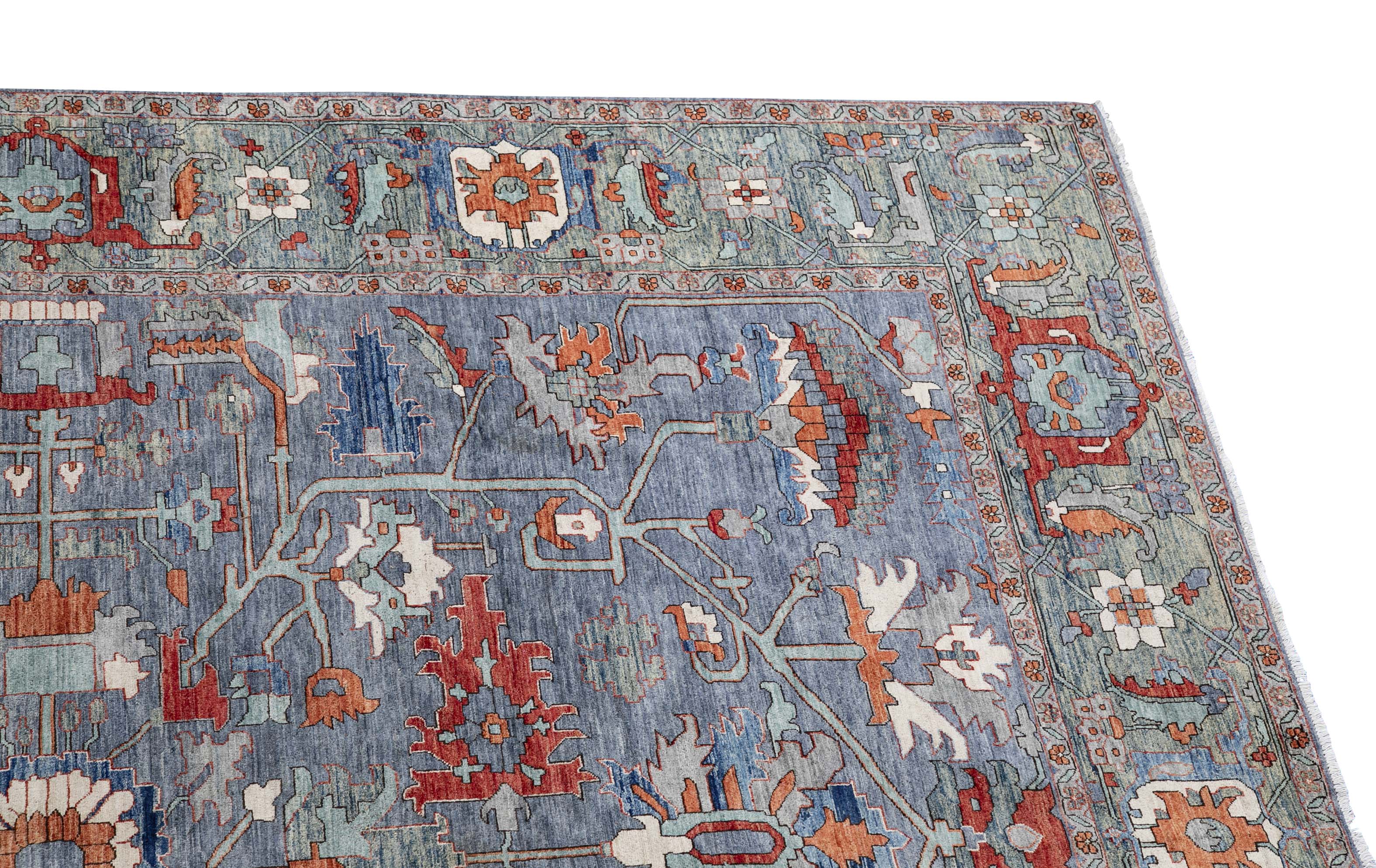 Herati or Serapi Style Afghan Rug likely from Northwest Afghanistan Weaving Tradition