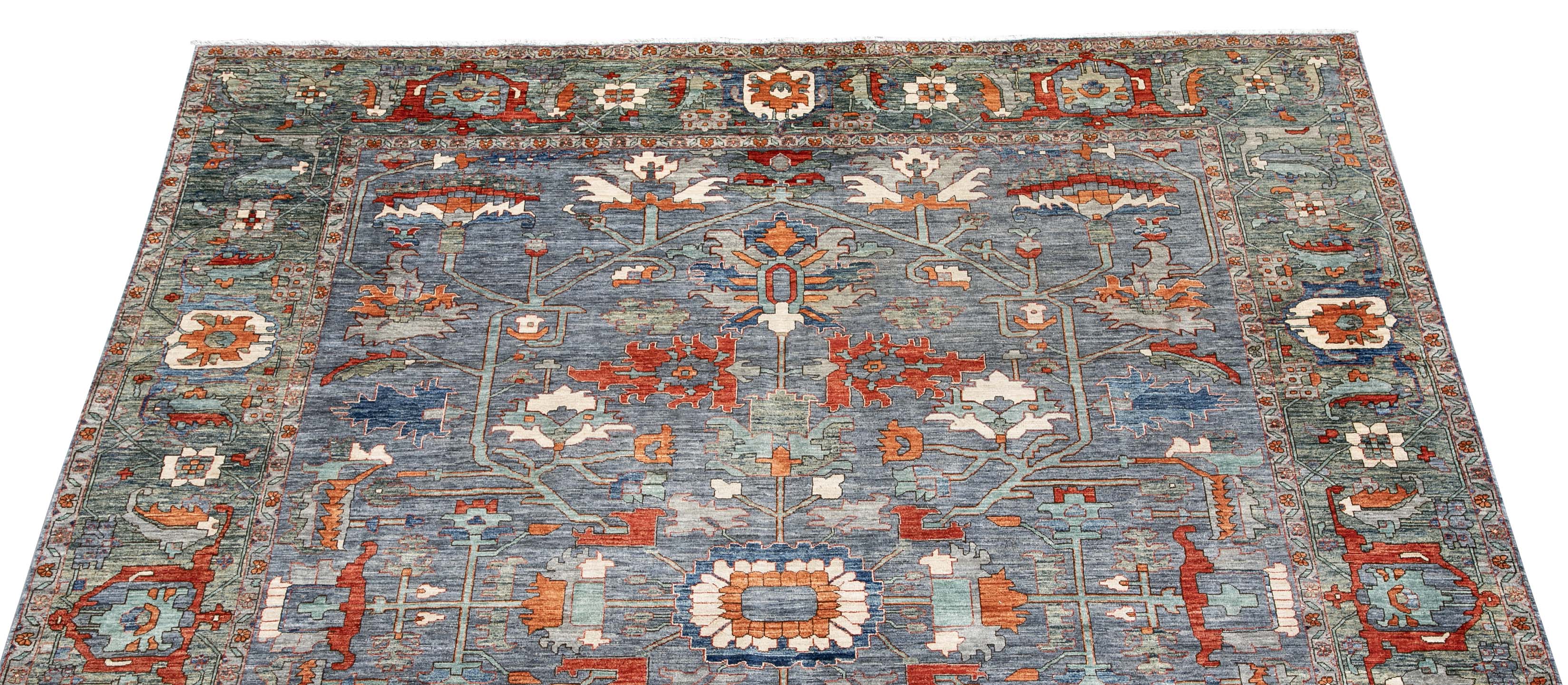 Herati or Serapi Style Afghan Rug likely from Northwest Afghanistan Weaving Tradition