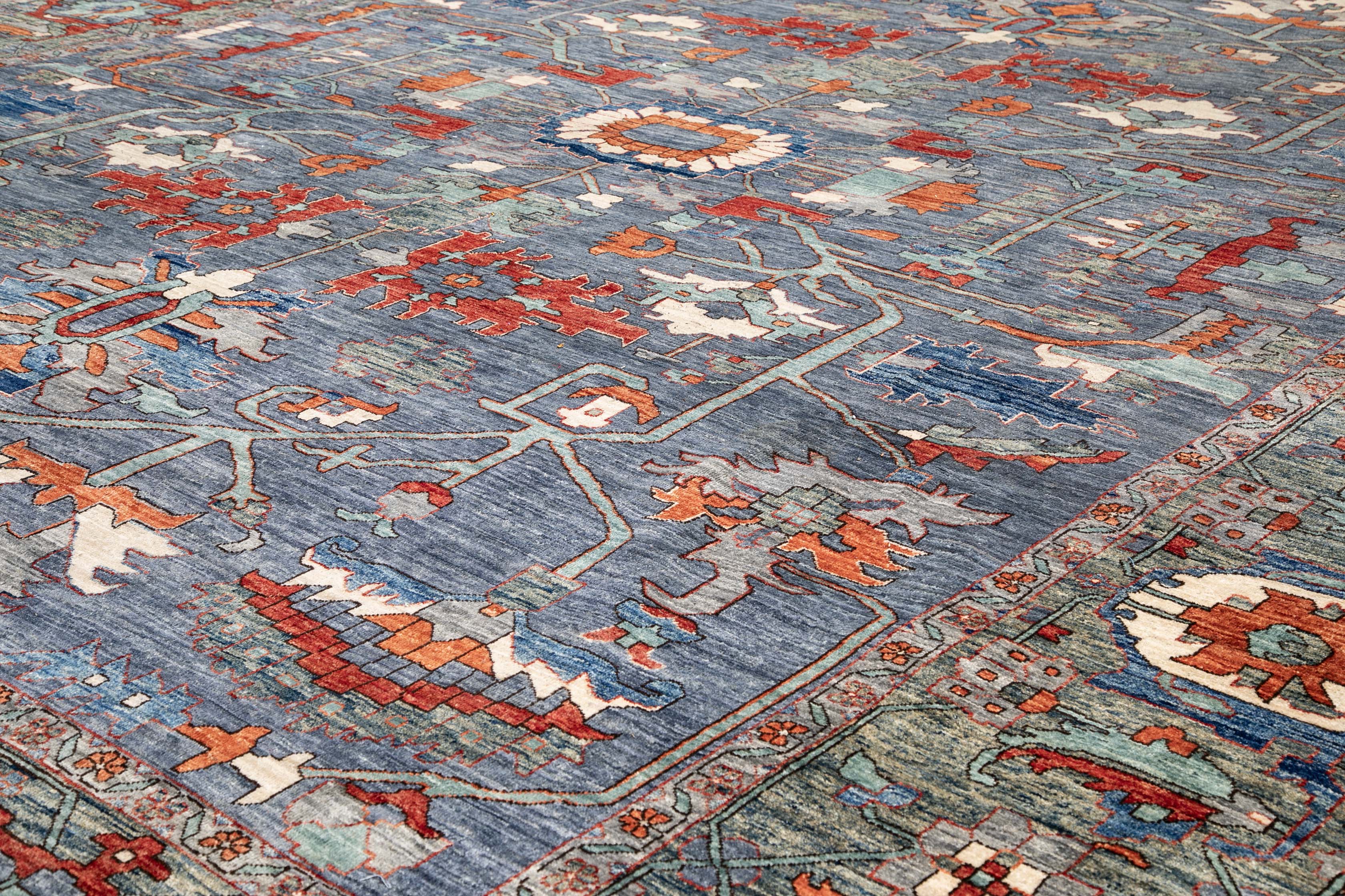 Herati or Serapi Style Afghan Rug likely from Northwest Afghanistan Weaving Tradition