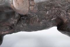 Japanese Bronze Tiger Sculpture on Wooden Wabi Sabi Base