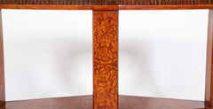 Art Deco "Diamond" Shape Burl Walnut Table with Undershelf