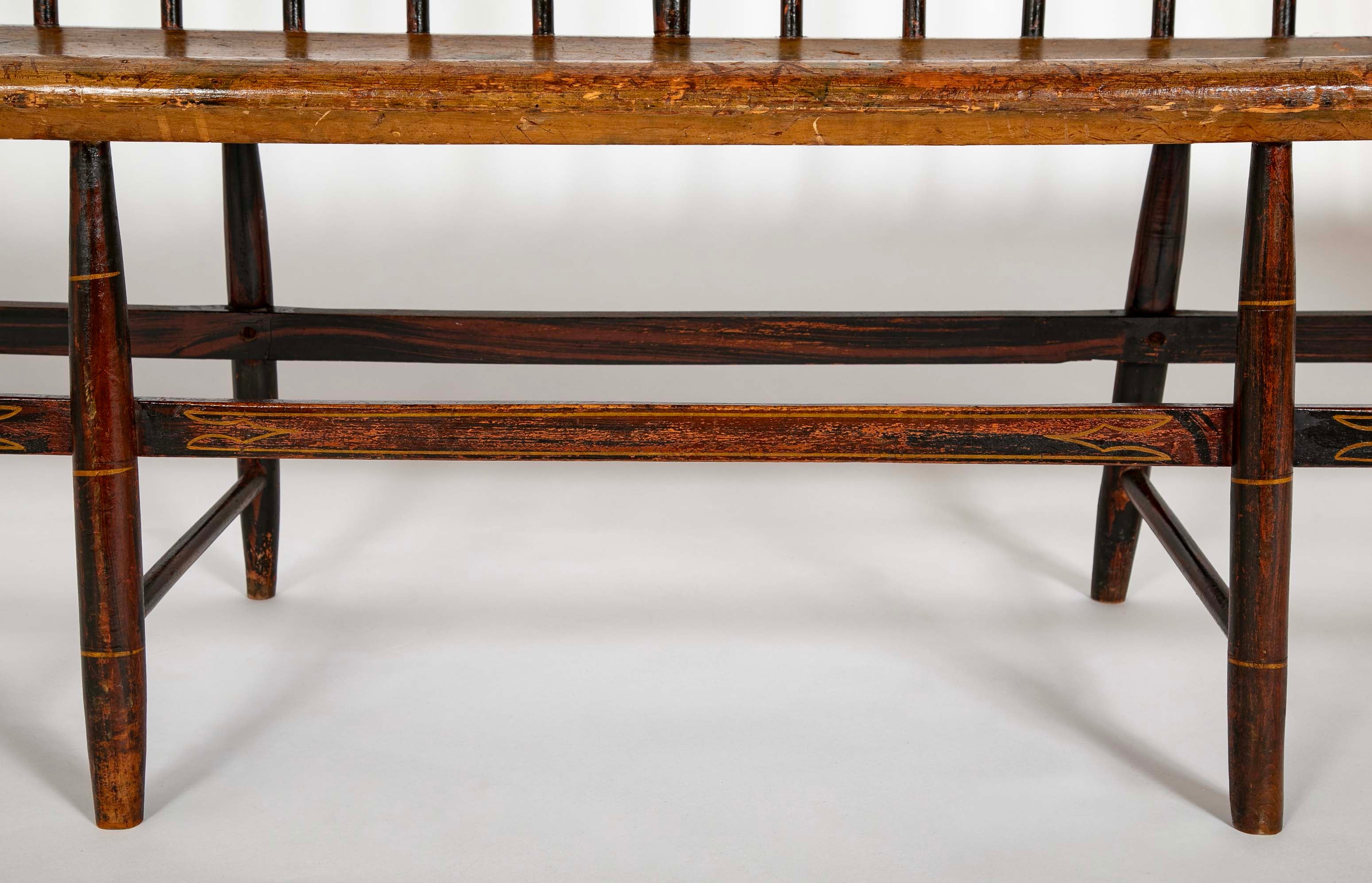 American Windsor Faux Bamboo Spindled 8 Leg Settee