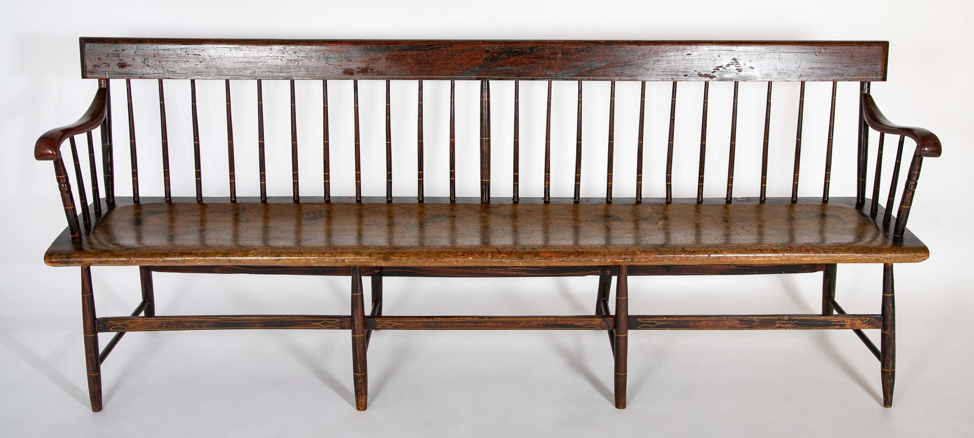 American Windsor Faux Bamboo Spindled 8 Leg Settee
