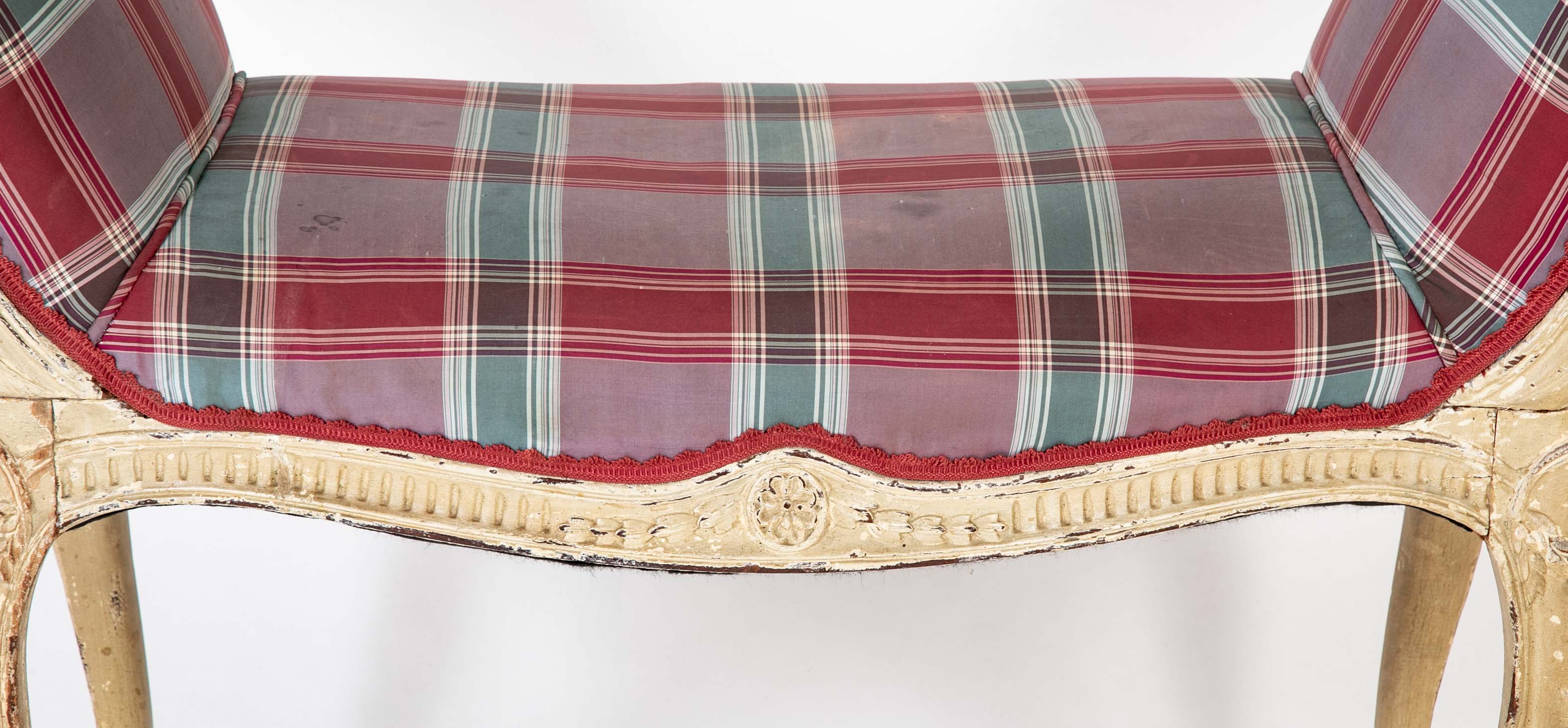 George III (French Hepplewhite) Painted Window Bench