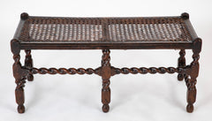 Rare 17th Century English 6 Leg Barley Twist Double Bench