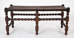 Rare 17th Century English 6 Leg Barley Twist Double Bench