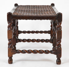 Rare 17th Century English 6 Leg Barley Twist Double Bench