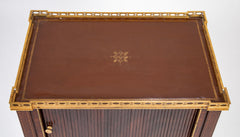 Neoclassic Leather Top Bronze Mounted Tambour Door Table