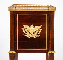 Neoclassic Leather Top Bronze Mounted Tambour Door Table