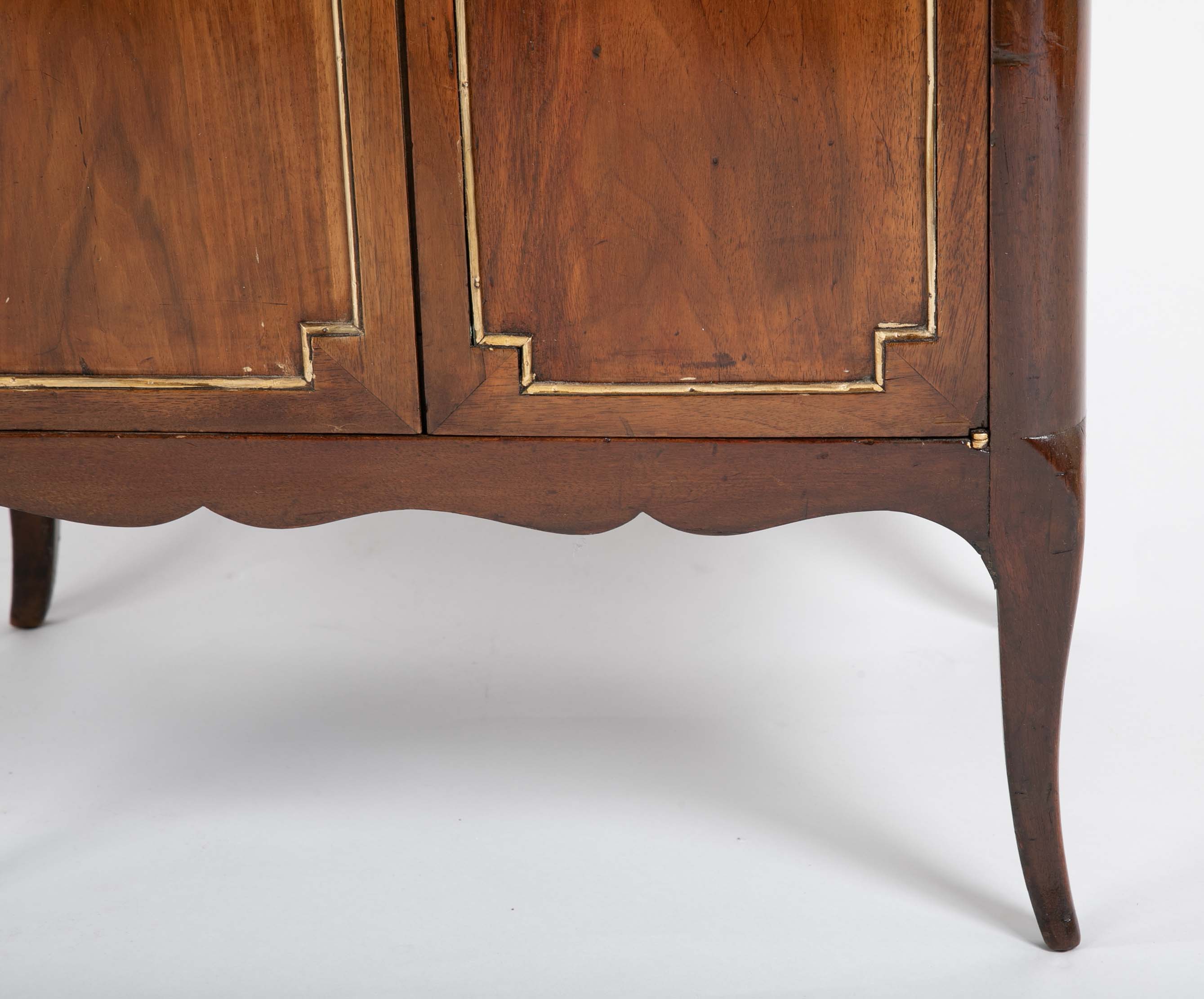 Pair of French Marble Top Two Door Cabinets