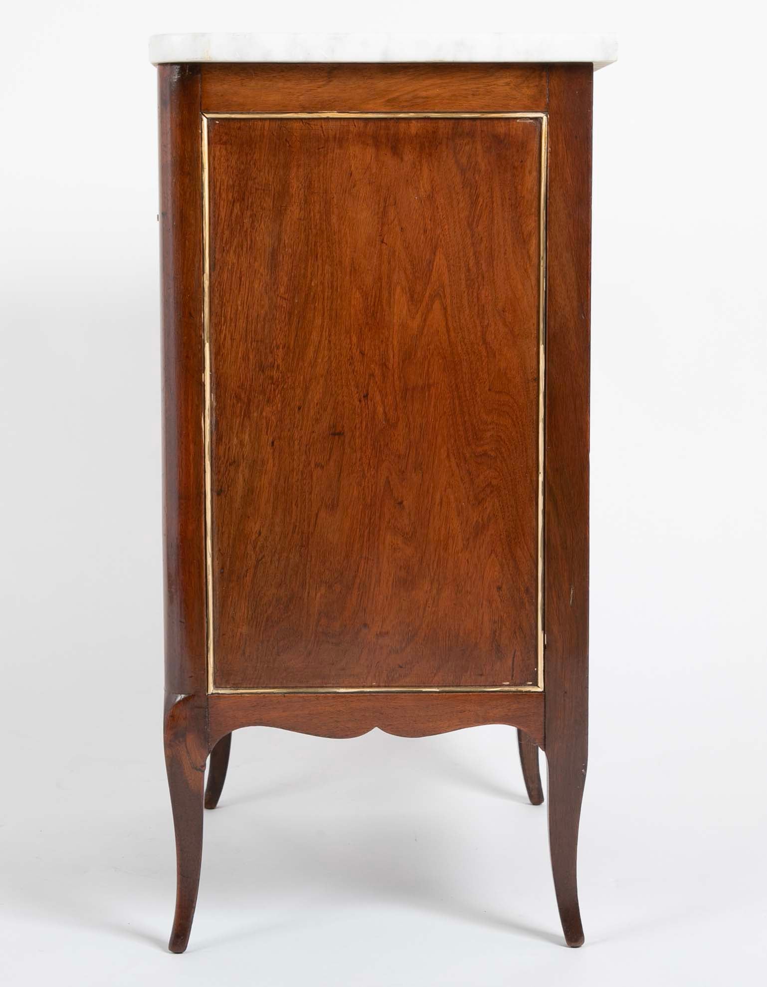 Pair of French Marble Top Two Door Cabinets