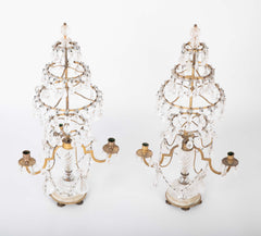 A Rare Pair of Swedish Rock Crystal & Crystal Candelabra