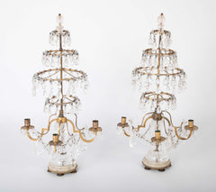 A Rare Pair of Swedish Rock Crystal & Crystal Candelabra