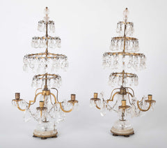 A Rare Pair of Swedish Rock Crystal & Crystal Candelabra