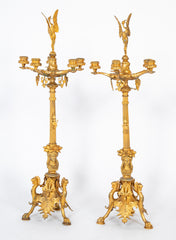 A Pair of Belle Epoque Gilt Bronze Five Arm Candelabrum
