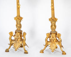 A Pair of Belle Epoque Gilt Bronze Five Arm Candelabrum