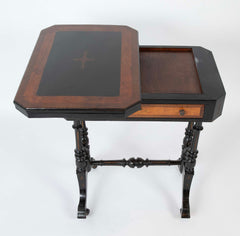 Eastlake Ebonized, Crossbanded and Incised Game Table