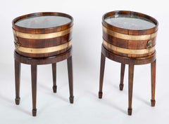 Pair of Early 19th Century Brass Bound Cellaretes with Matching Stands