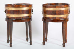 Pair of Early 19th Century Brass Bound Cellaretes with Matching Stands