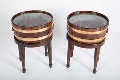 Pair of Early 19th Century Brass Bound Cellaretes with Matching Stands