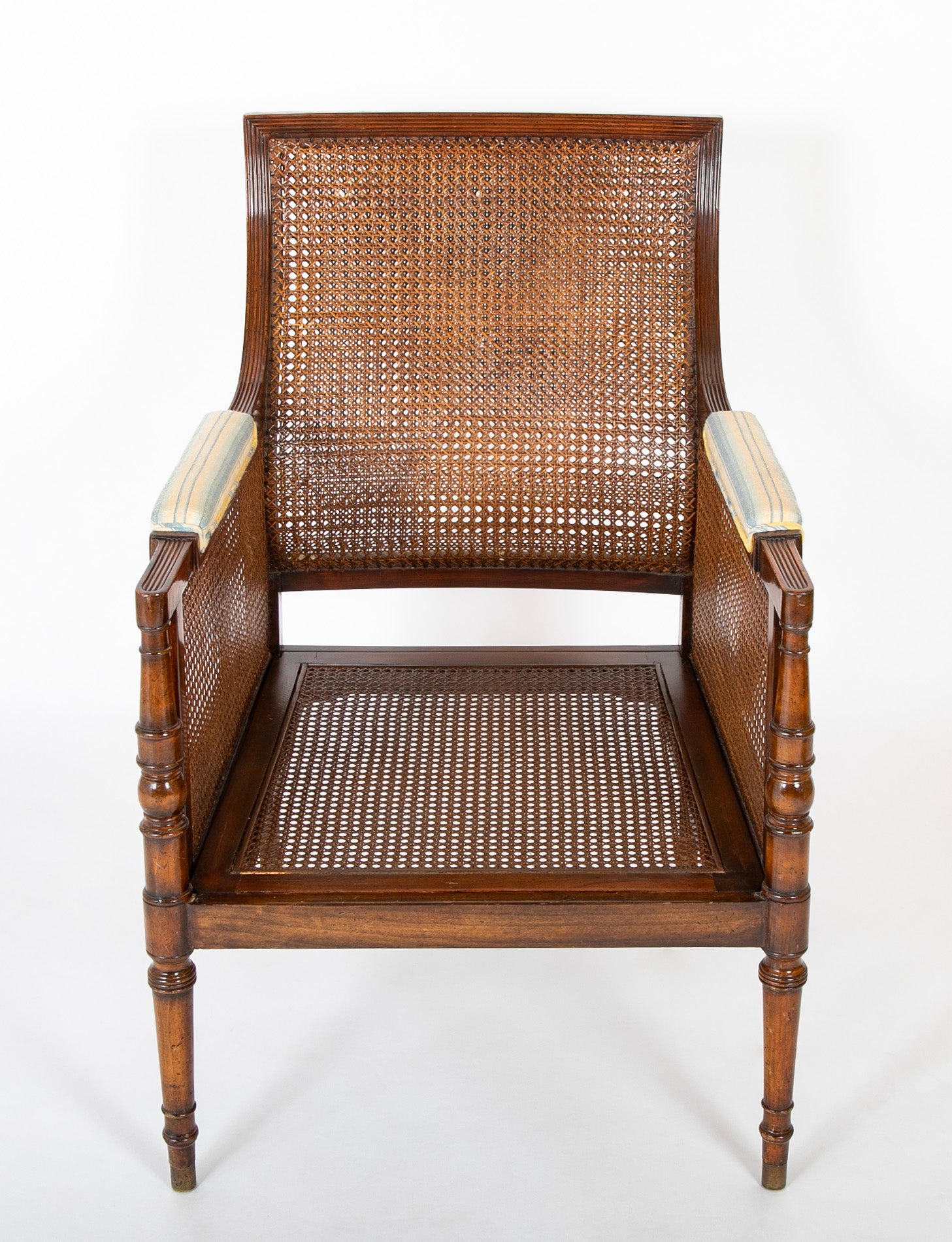 Late 19th Century Regency Caned Library Armchair
