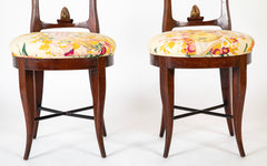 A Pair of Directoire Classical Crescent Splat Round Side Chairs