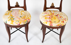 A Pair of Directoire Classical Crescent Splat Round Side Chairs