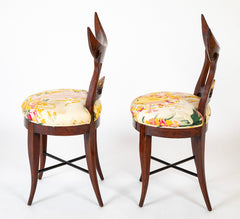 A Pair of Directoire Classical Crescent Splat Round Side Chairs