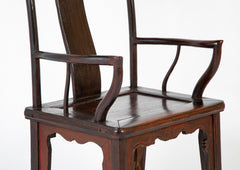 A Pair of Chinese "Hat" Arm Hardwood Chairs