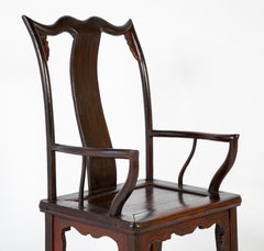 A Pair of Chinese "Hat" Arm Hardwood Chairs