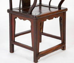 A Pair of Chinese "Hat" Arm Hardwood Chairs