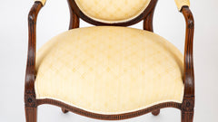 Pair of George III Mahogany Oval Back Open Arm Chairs Attributed to John Linell