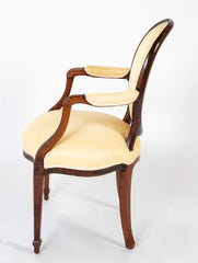 Pair of George III Mahogany Oval Back Open Arm Chairs Attributed to John Linell