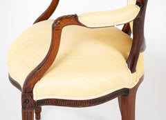 Pair of George III Mahogany Oval Back Open Arm Chairs Attributed to John Linell