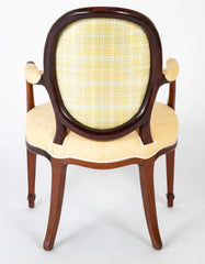 Pair of George III Mahogany Oval Back Open Arm Chairs Attributed to John Linell