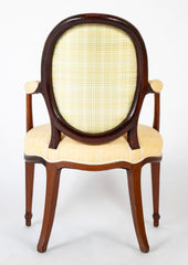 Pair of George III Mahogany Oval Back Open Arm Chairs Attributed to John Linell