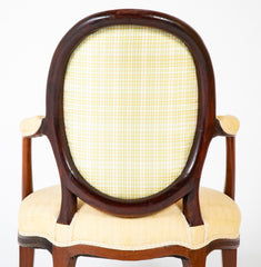 Pair of George III Mahogany Oval Back Open Arm Chairs Attributed to John Linell
