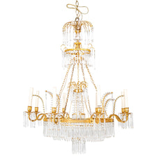 Swedish Neoclassic Gilt Bronze & Crystal 8 Arm Chandelier