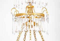 Swedish Neoclassic Gilt Bronze & Crystal 8 Arm Chandelier