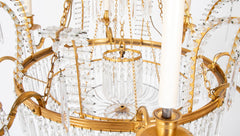 Swedish Neoclassic Gilt Bronze & Crystal 8 Arm Chandelier