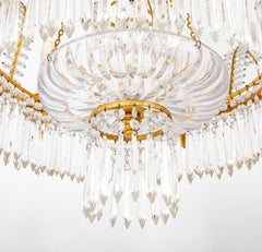 Swedish Neoclassic Gilt Bronze & Crystal 8 Arm Chandelier