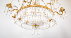 Swedish Neoclassic Gilt Bronze & Crystal 8 Arm Chandelier