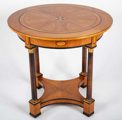 Charles X Satinwood Round Four Column Center Table